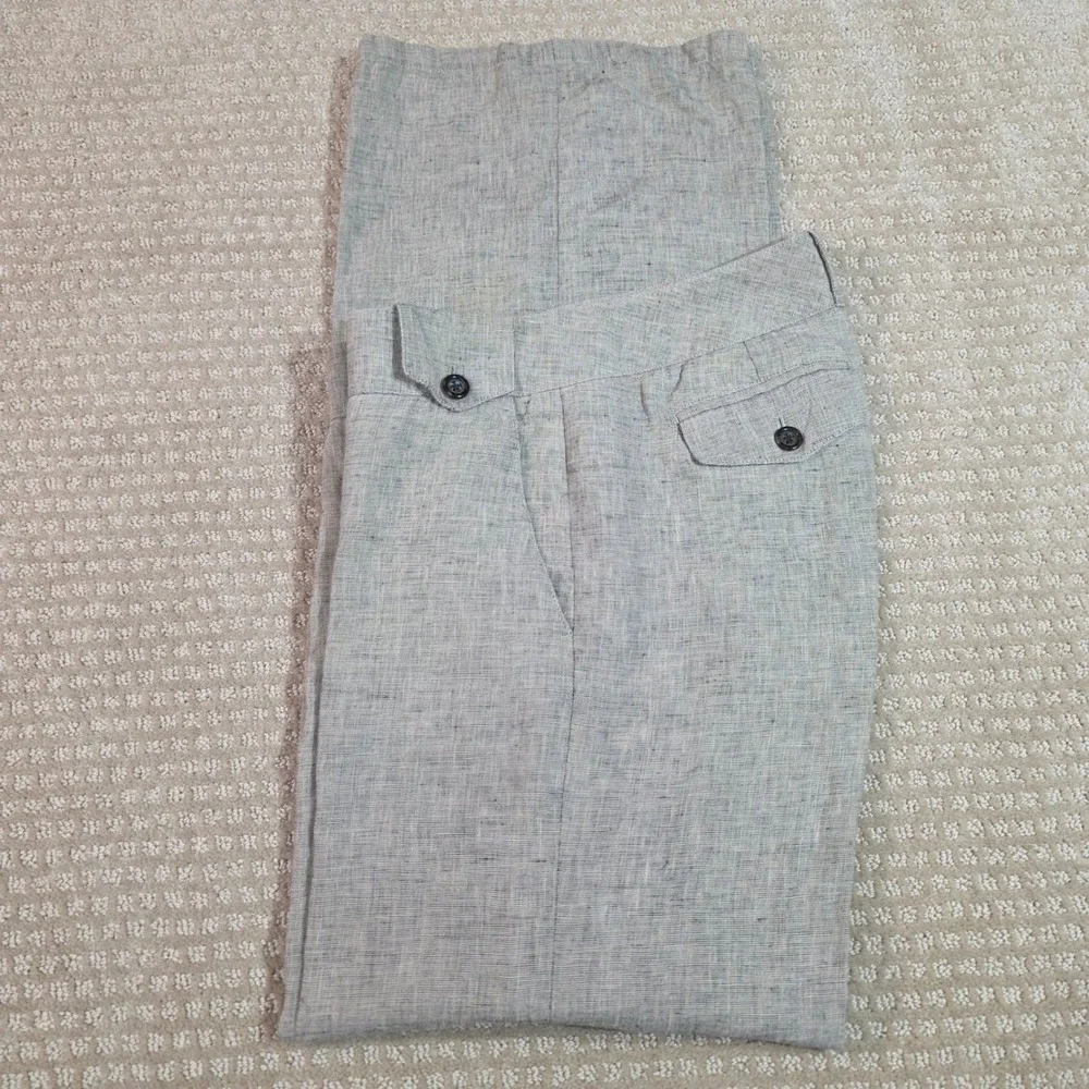Banana Republic Ryan Fit Pants 2 Gray 100% Linen Wide Leg Lightweight 1172